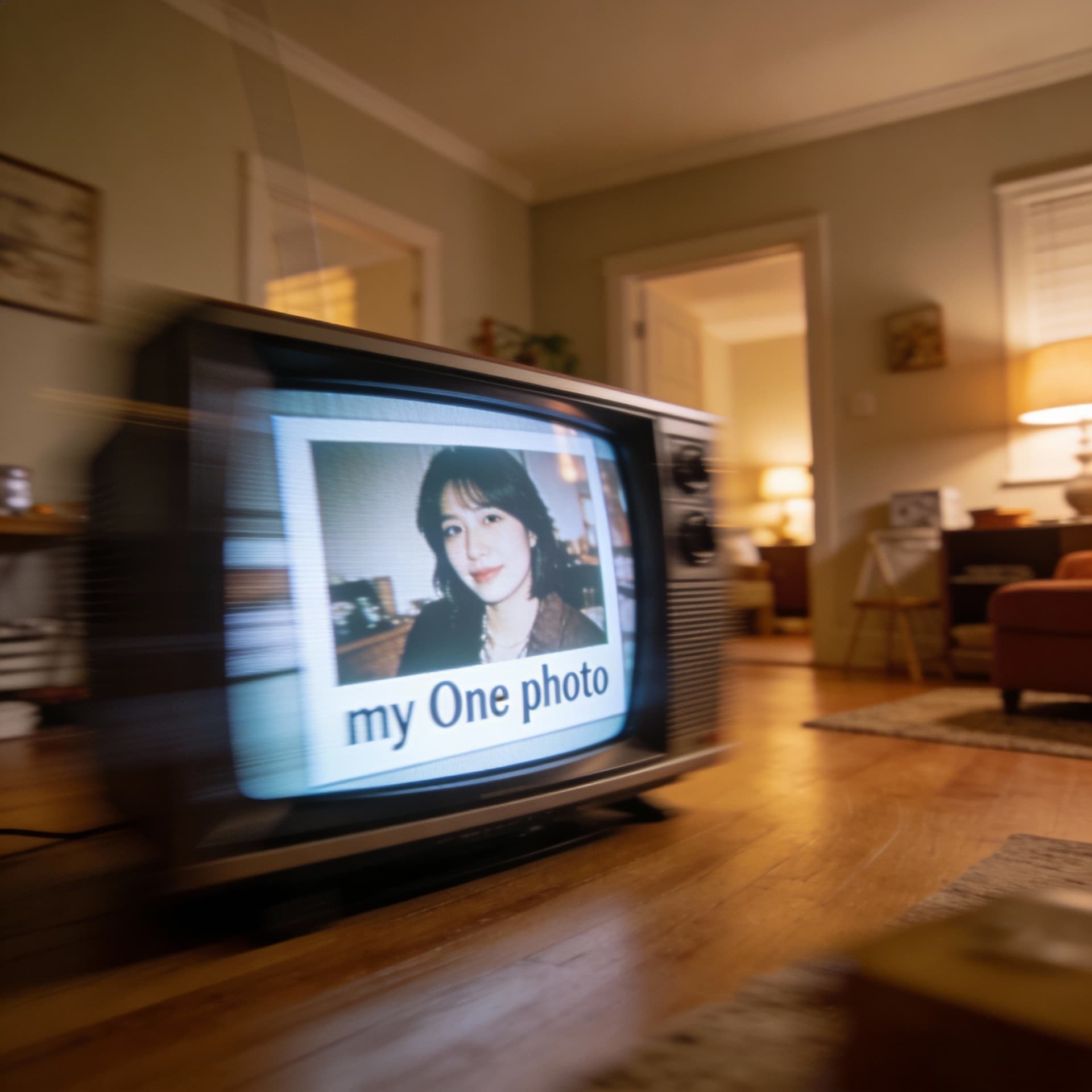 AI generated: Using my One photo for As in the TV series Cassandra, the photo must appear on a television screen t...