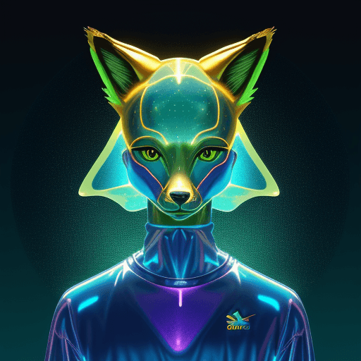 AI generated: 
3D cartoon Fox Head with Human Body, Wearing Iridescent Holographic Liquid Texture & Translucent Ma...