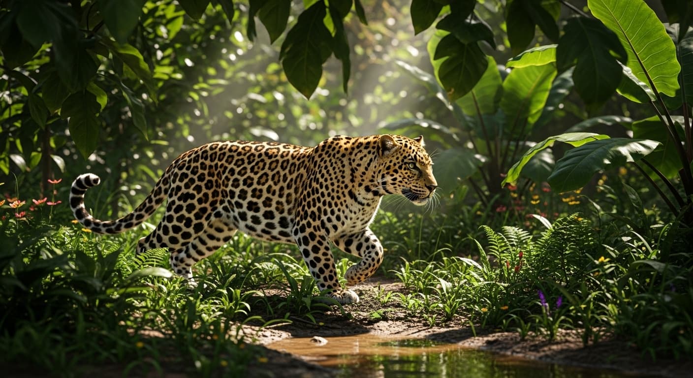 AI generated: leopard in its fauna