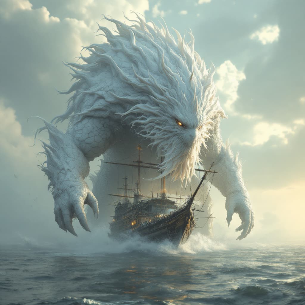 AI generated: A strikingly mystical creature, reminiscent of a large, magical female monster, takes center stage i...