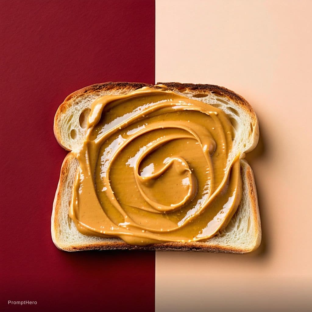 AI generated: Editorial food photography of a single thick-cut sourdough bread slice, centrally positioned. The su...