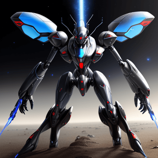 AI generated: 100 unit army, max epic, blue ant army with silver armor invasion the planet, gun fire each other wi...