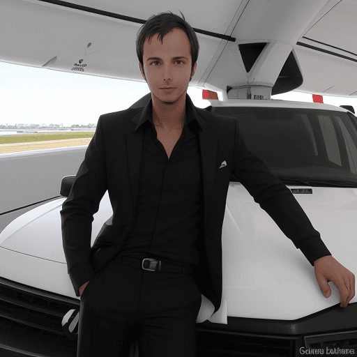 AI generated: Andreas Lubitz, imagen del alta calidad 4x4, fondo de avion comercial, en traje negro y camisa blanc...