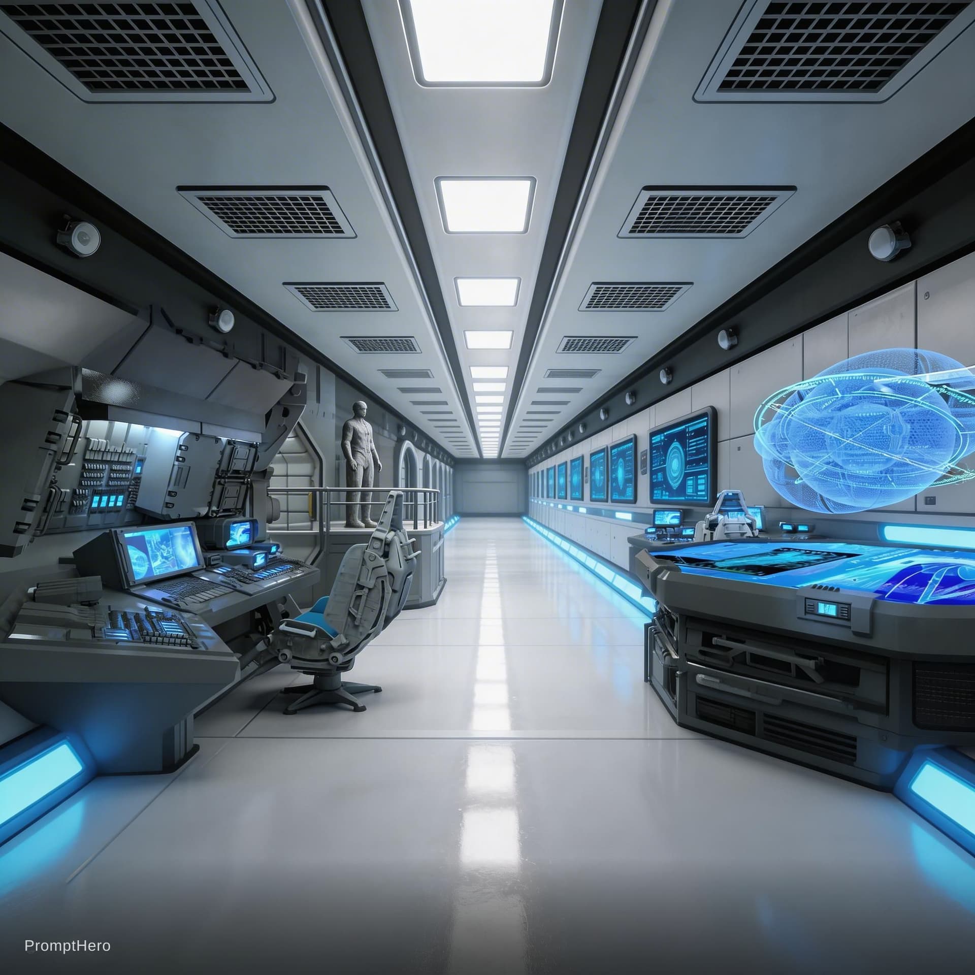 AI generated: Sci-Fi Scene. Give reference image 2 the same structural feel and design as reference image one. Sho...