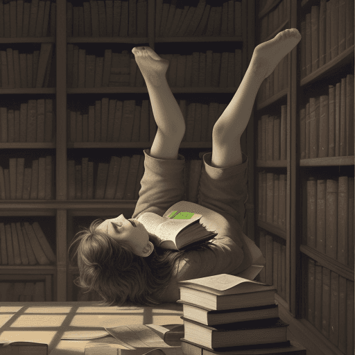 AI generated: a trabslator d«falling in despair over books 
