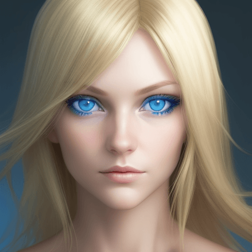 AI generated: sharpfocus on the face of the woman, blond, blue eyes