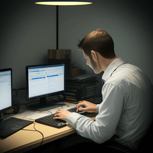 AI generated: Edited my photo as a man working. Focus on a computer-intensive environment