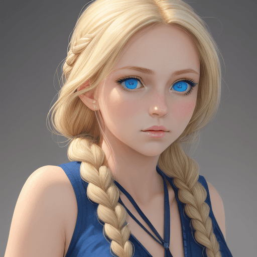 AI generated: girl , felsa, blue eyes, blonde hair, single braid , (masterpiece, best quality, hires, high resolut...