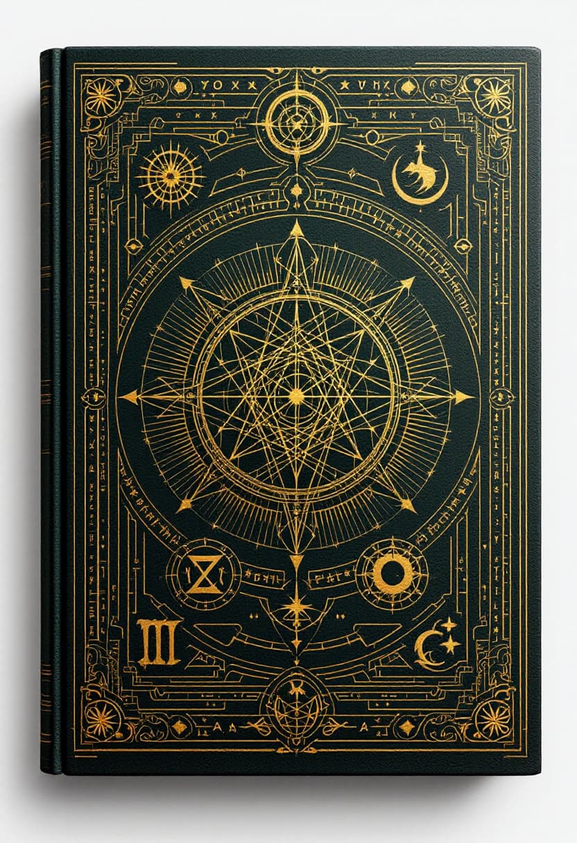 AI generated:  highly detailed, hyper-realistic masterpiece, ancient spell book cover

Book cover design, ancient ...