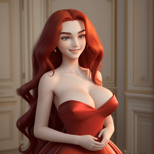 AI generated: A cute 16 year-old elegant and sophisticated girl,naked,sex,Big ass.,Big breast,with long wavy red h...