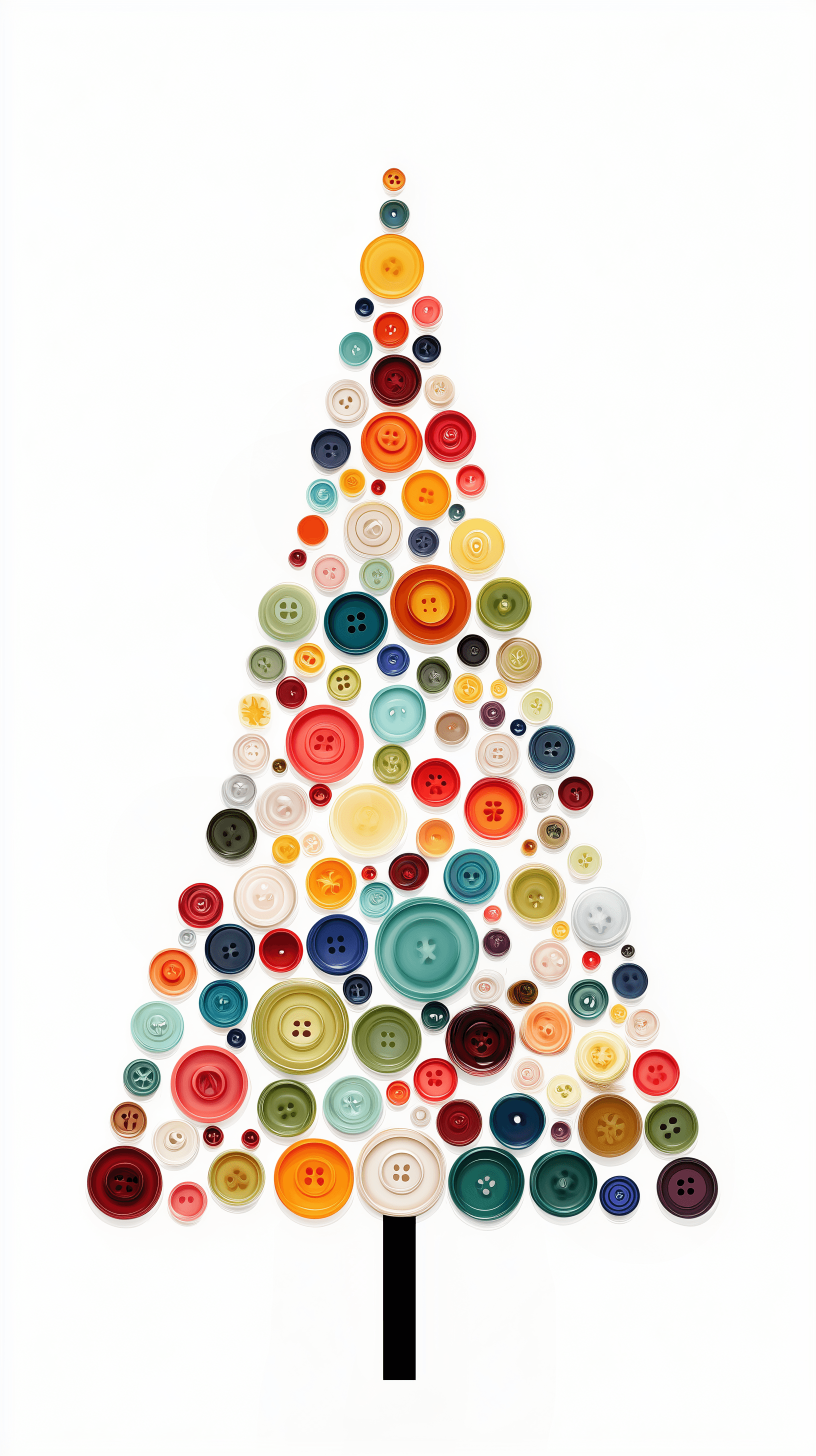AI generated: artistic concept art, flat, perfection composition, christmas tree, only colorful button expression,...