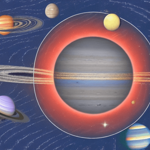 AI generated: A big bus running across the solar system with big blues flames