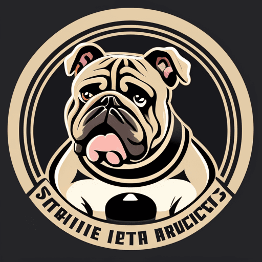 AI generated: Vector art of a bulldog Logo holding a vintage style microphone