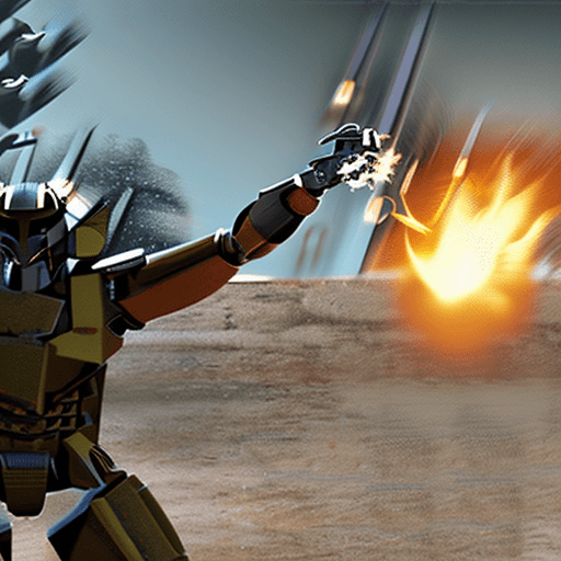 AI generated: gaming cut scene, centered image, actual and perfect scale of transformers megatron decepticon leade...