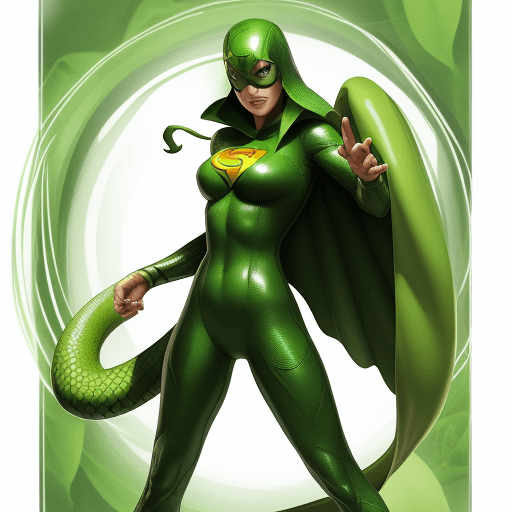AI generated: a superhero dressed as a green snake