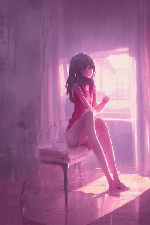 AI generated: a pink scene, everything is pink, perfect pink shading, pink atmospheric lighting, by makoto shinkai...