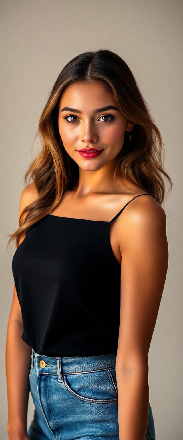 AI generated: "A fine art full body photograph of a graceful, elegant supermodel in her early twenties, captured i...