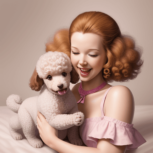AI generated: A photo-realistic image of a joyful Poodle playing with a baby.