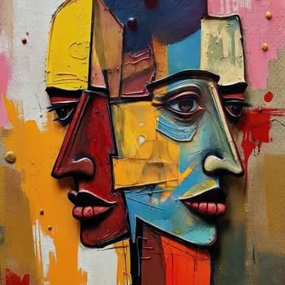 AI generated video:  imagen cubista  se va transformando
