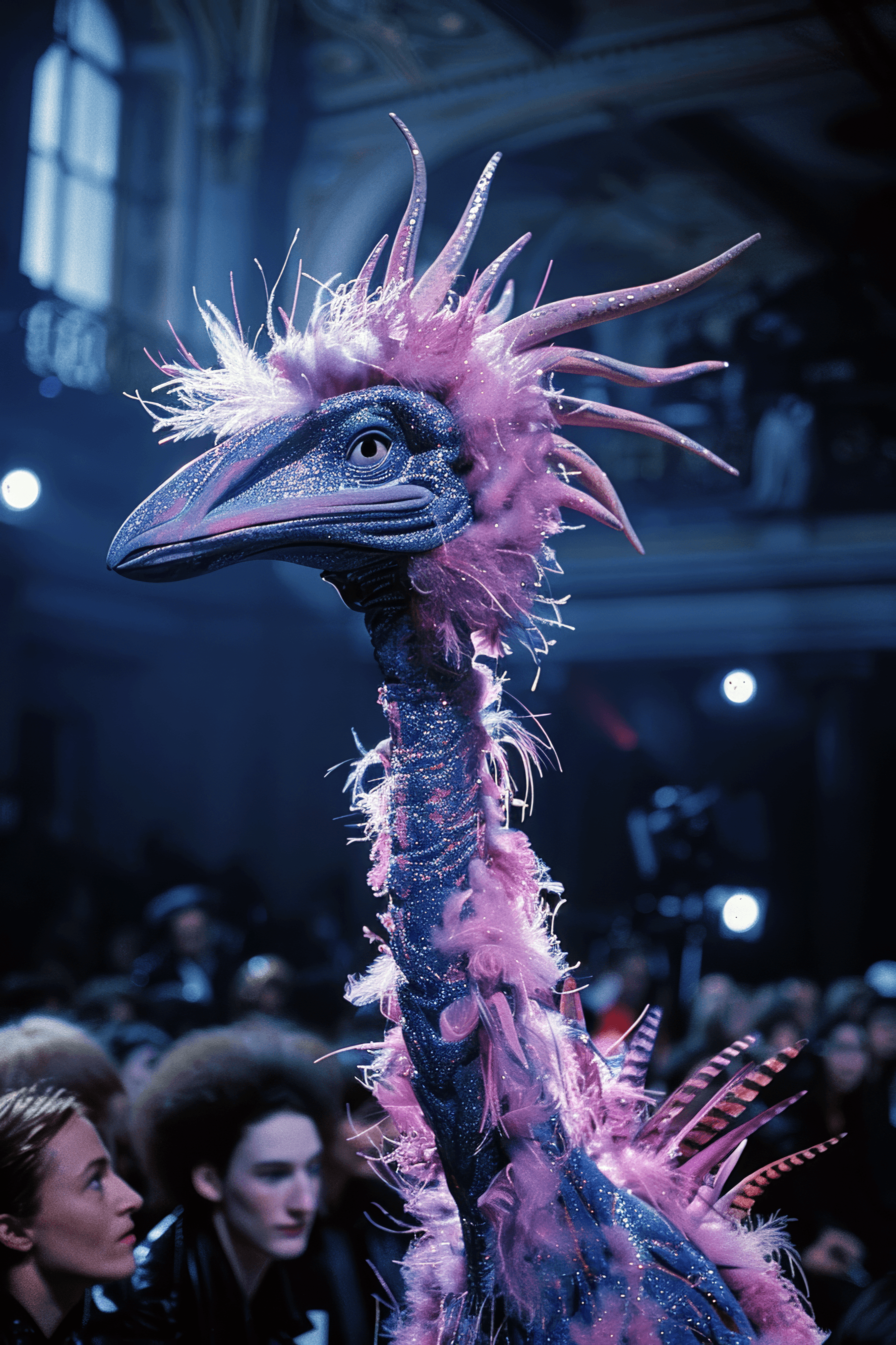 AI generated: paris women's week 1999, in the style of whimsical imaginative creatures, pastel dream, kees van don...