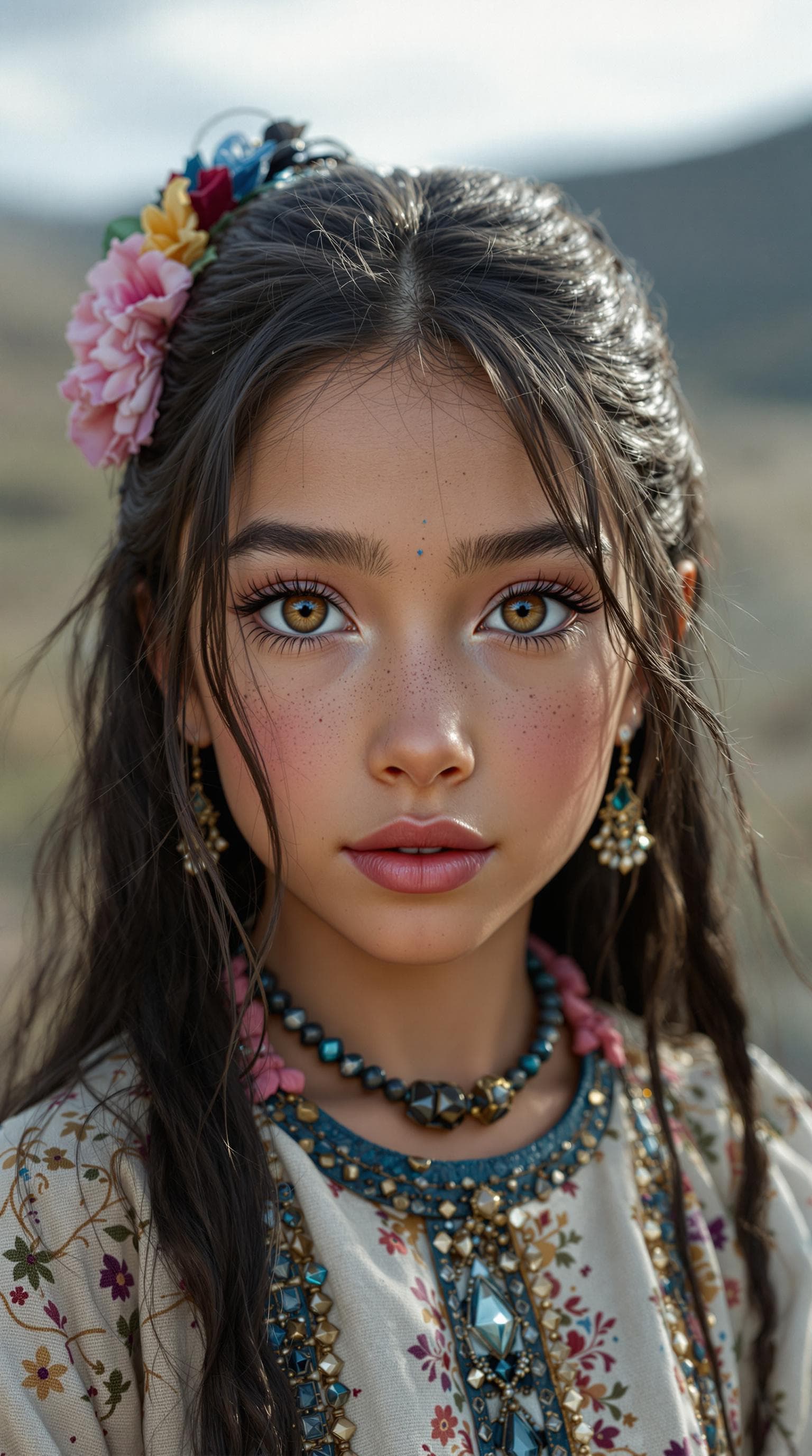 AI generated: a professional photo of a exceptionally of the most beautiful Mexican girl in the world, (age 7), (f...