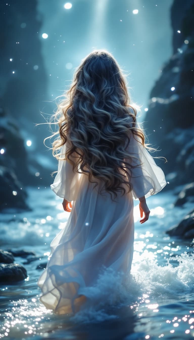 AI generated: Scene:  islamic The woman continues walking forward, her wavy hair still flowing.
Features: A backdr...