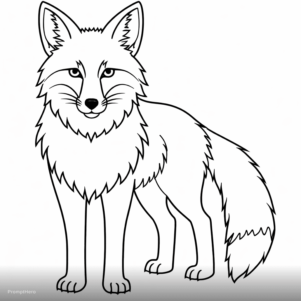 AI generated: In the EXACT SAME LINE ART STYLE, with NO BEZIER CURVES, make this image one of a fox and very recog...