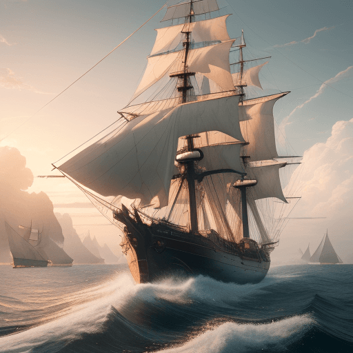 AI generated: Photo of a ultra realistic sailing ship, dramatic light, pale sunrise, cinematic lighting, battered,...