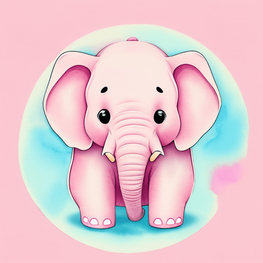 AI generated: Pink Cute Cartoon Character Elephant, Watercolor Pastel, Digital Paper, Seamless Pattern, Printable ...