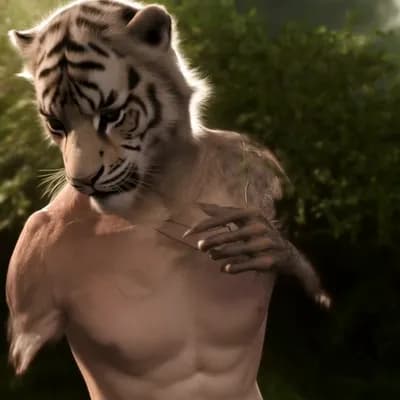 AI generated video: Flying white tiger with wide wings