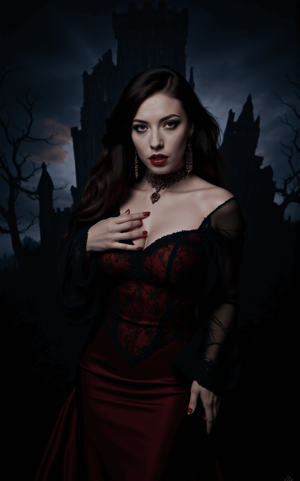 AI generated: The image portrays a dramatic and intense scene set against a dark, almost black background, which a...