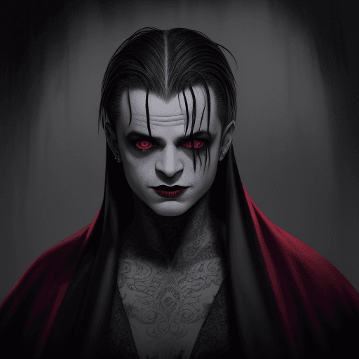 AI generated: vampiro com olhos prateados