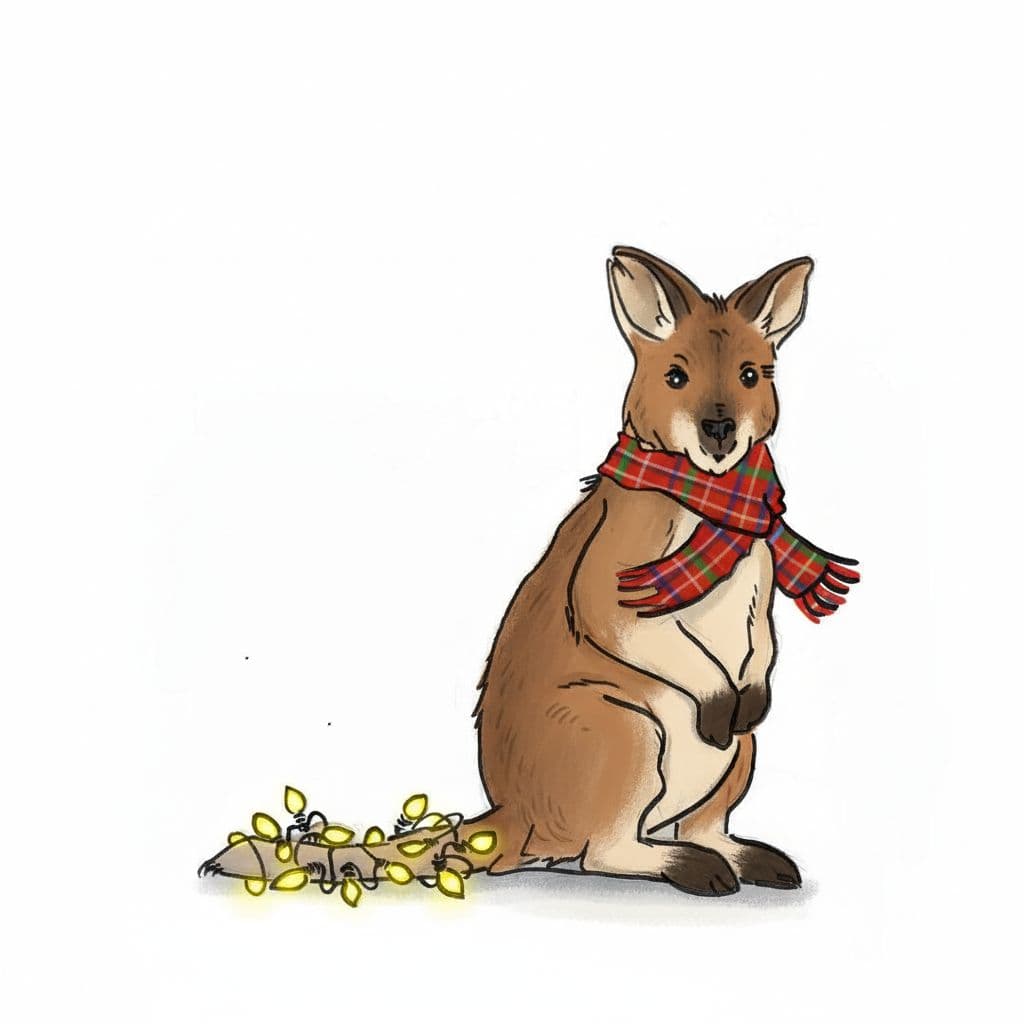 AI generated: please colorize the added image in natural colours of a wallaby. Brownish for the coat, and the scar...
