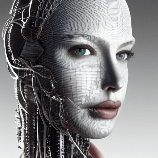 AI generated: complex 3d render ultra detailed of a beautiful porcelain profile android face, cyborg, robotic part...