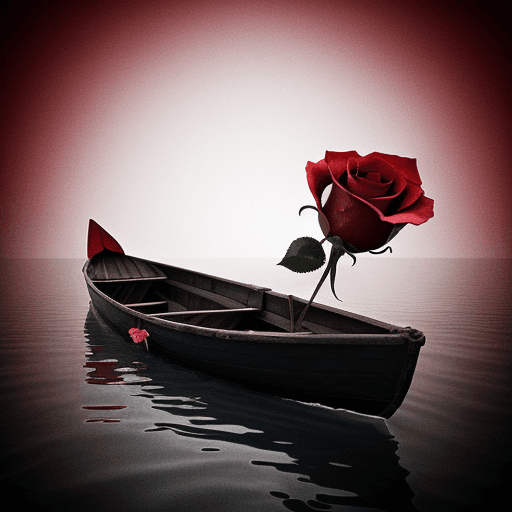 AI generated: A rose in a boat in hell



