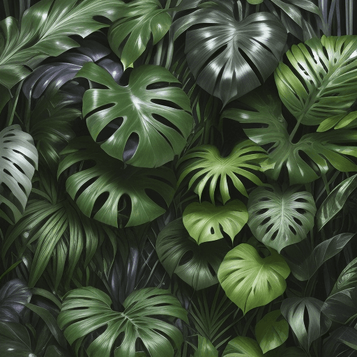 AI generated: Hyper realistic  variety of different expensive tropical house plants closely grouped together. With...