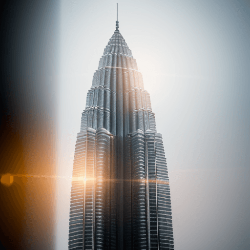 AI generated: malaysia capita kaula lumpur of a crystal and Malaysian flag resembling white quartz, illuminated by...