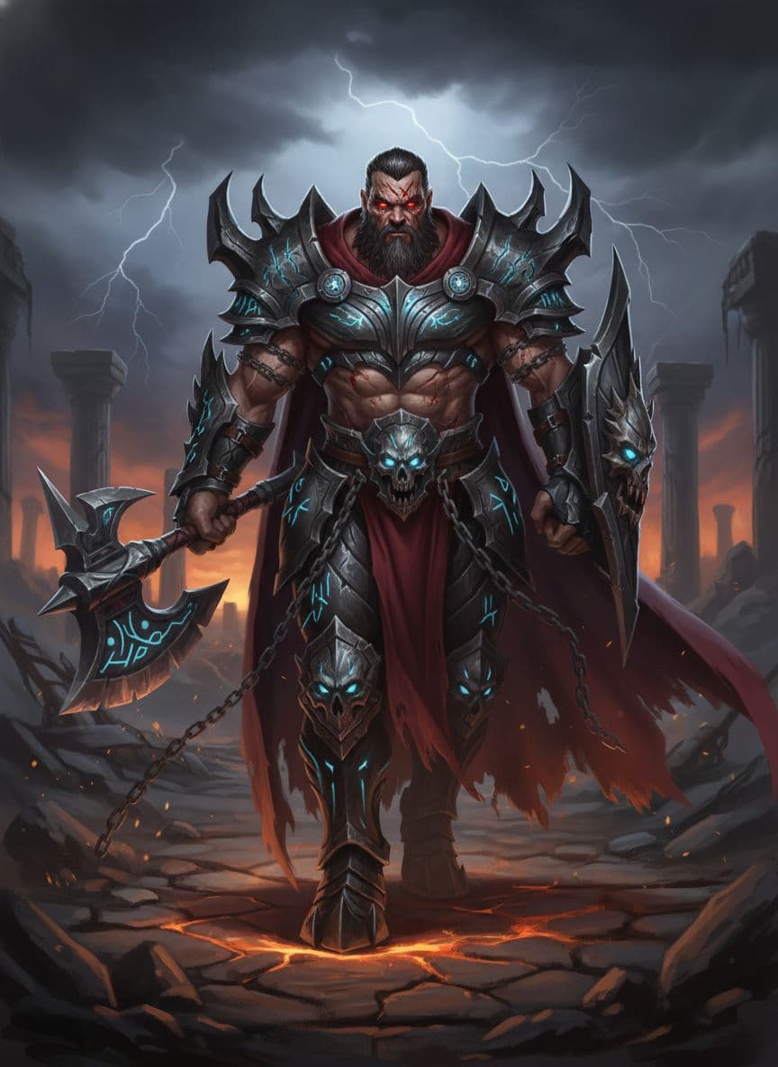 AI generated: Full body portrait of game character, brutal god, walk motion capture, hyper detailed, shot on Hasse...