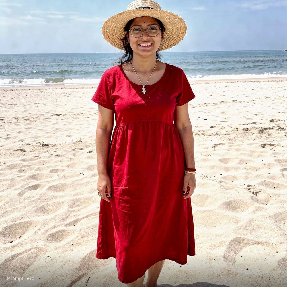 AI generated: a woman in a red bikini and a straw hat, red bikini, in a bikini, sling bikini, in bikini, cute biki...