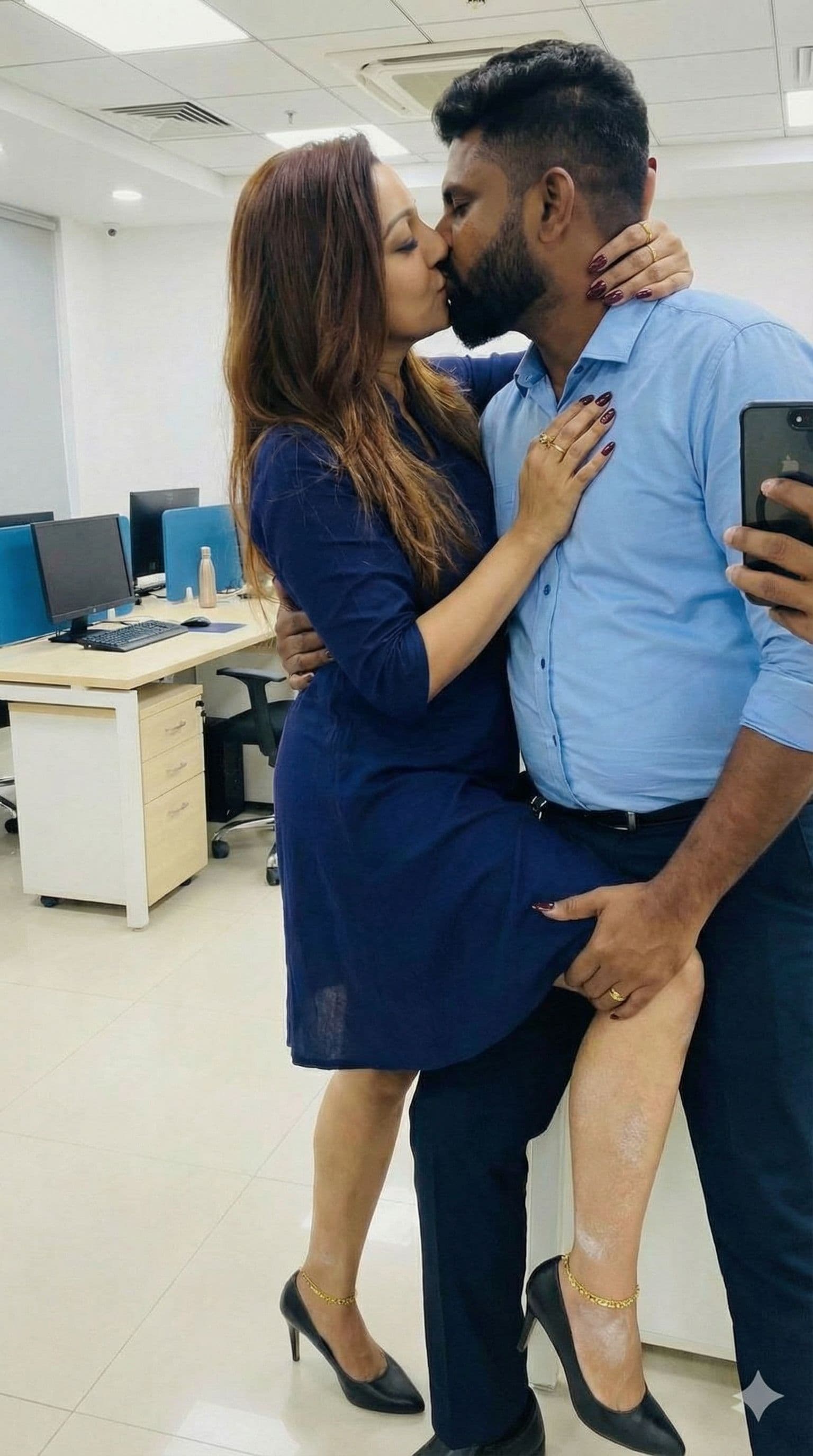 AI generated: women grab man's cock with her right hand.keep cock visible