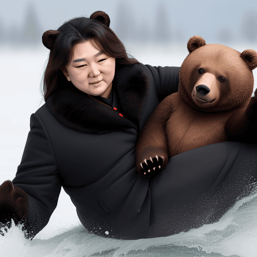 AI generated: kim joung un on a bear like putin