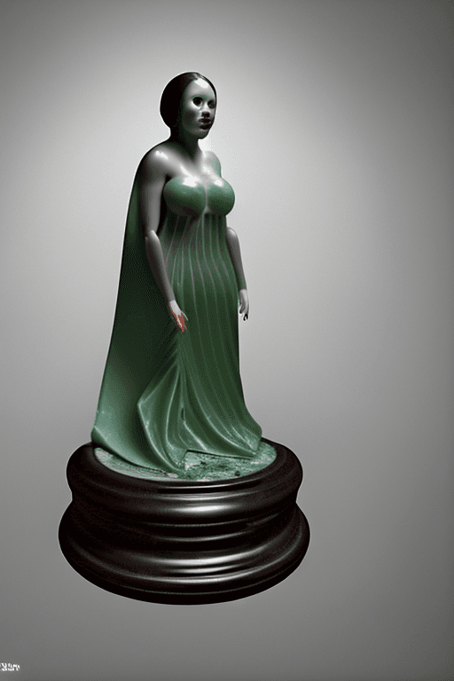 AI generated: highly detailed marble and jade sculpture of a female necromancer, volumetric fog, Hyperrealism, bre...