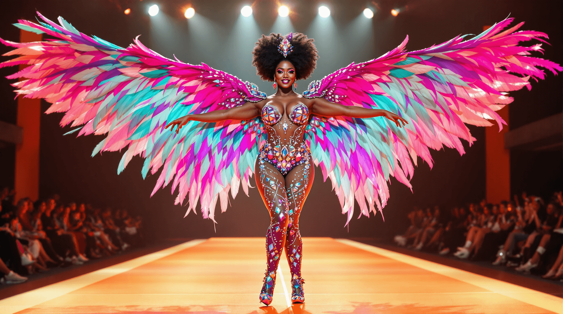 AI generated: Hyper Realistic
A stunningly Curvy expressive model Woman, Full-length shot of a young, dark-skinned...