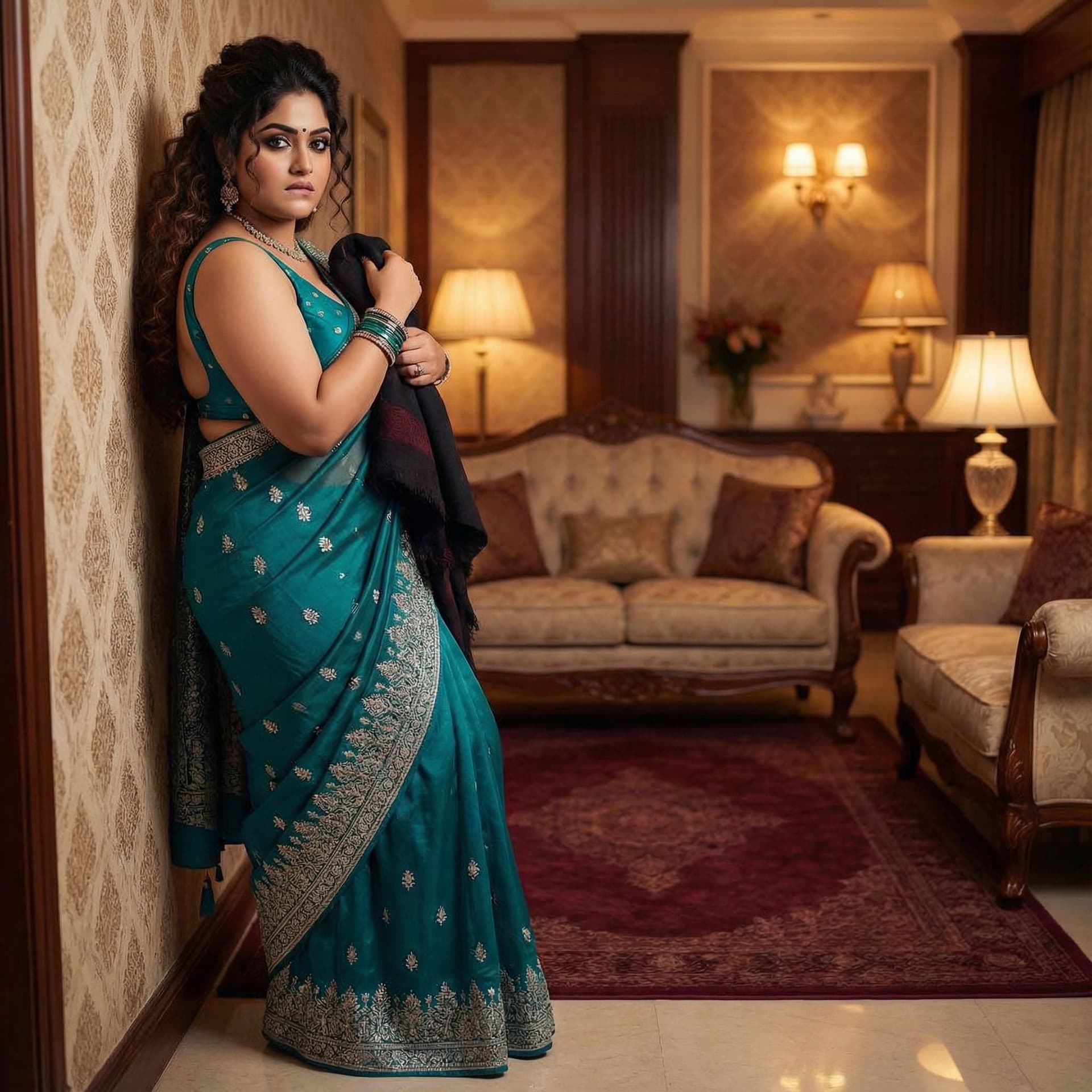AI generated: Full body view  of most beautiful girl as most beautiful indian realstic girl with plus size FLAT st...