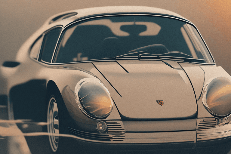 AI generated: a closeup of a retrofuturistic porsche sportscar, unsplash