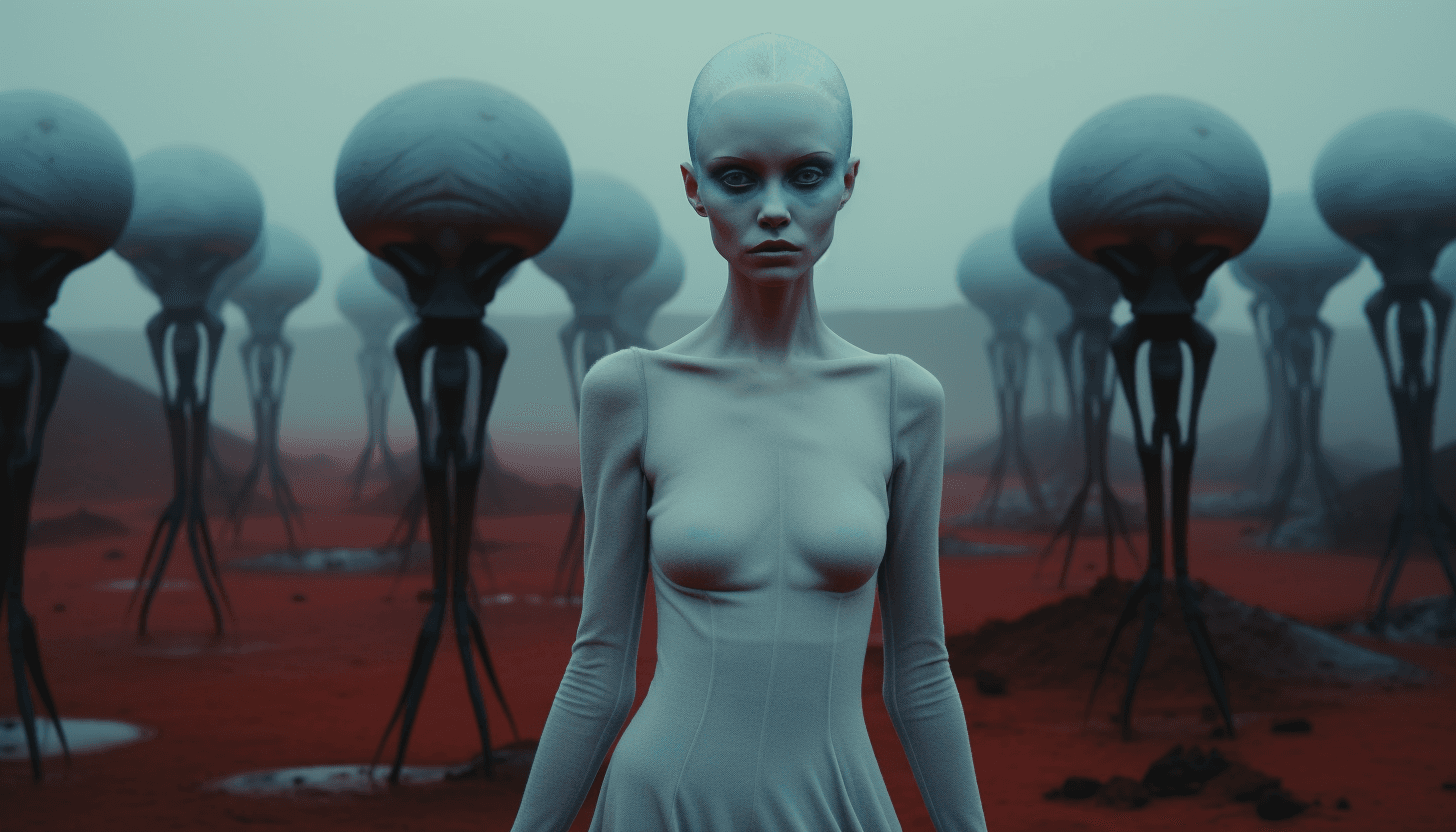 AI generated: fantastic planet, Award - winning, full body portrait photograph shot with Kodak Portra 800, a Hasse...
