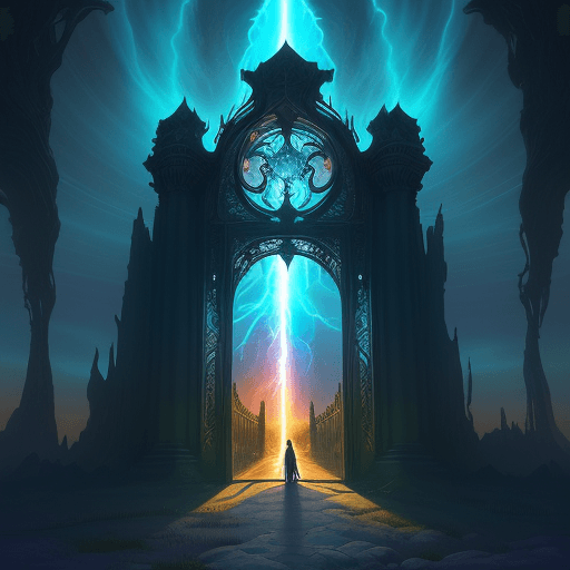 AI generated: a comics rendition inspired by the fantasy artist Neil Gaiman, showcasing the majestic gates of heav...