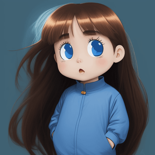 AI generated: crayon shin-chan,digital art,light make up,big blue shiny eyes,long brown hair