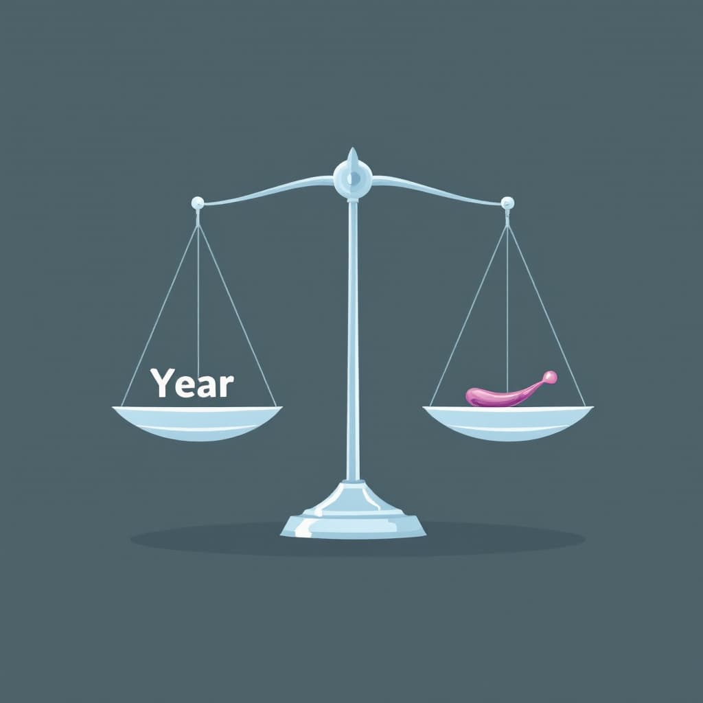 AI generated: A scale holds a year on one side and a pancreas on the other.