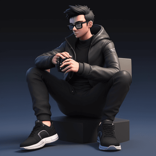 AI generated: Create a 3D illustration of an animated character sitting casually on top of a social media logo Fac...